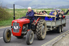 Red and grey classics on the National Vintage Tractor Road Run